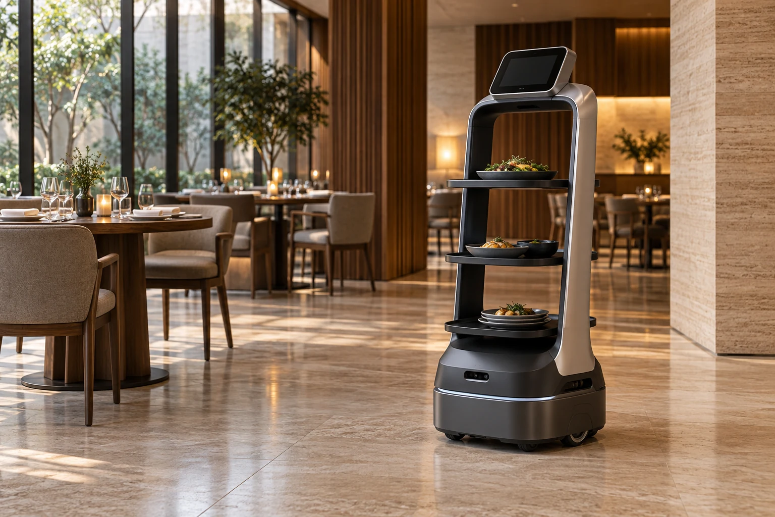 Illustrative service robot in a hospitality setting